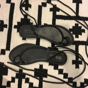ASOS Shoes - ASOS tie leg braided black sandals ASOS Shoes - ASOS tie leg braided black sandals